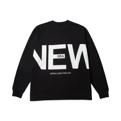 NEW ERA Long Sleeve Oversized Cotton T-shirt Zoom Up Logo "Black"
