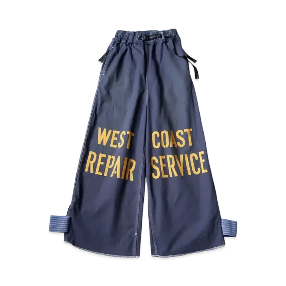 KAPITAL Canvas Waisted Repair Man Track Pants "Navy"