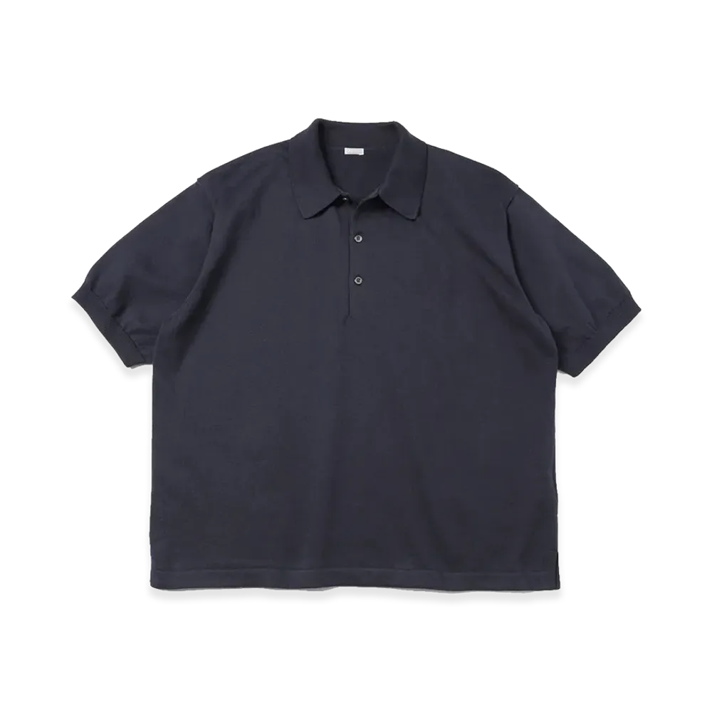 A.PRESSE Cotton Knit S/S Polo Shirts "Navy"