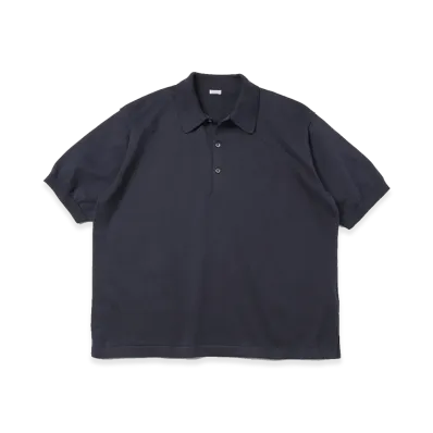 A.PRESSE Cotton Knit S/S Polo Shirts "Navy"