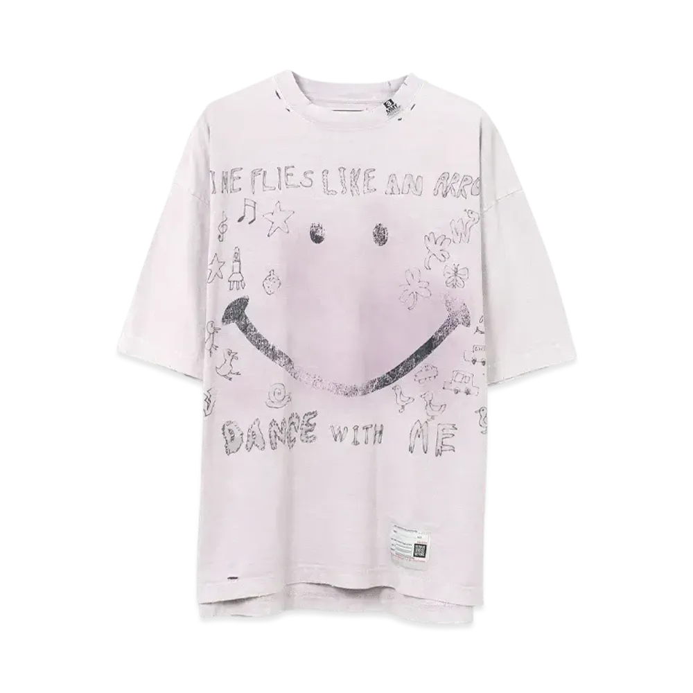 Maison MIHARA YASUHIRO Bleached Smily Face Print T-Shirt "Pink"
