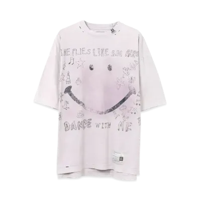 Maison MIHARA YASUHIRO Bleached Smily Face Print T-Shirt "Pink"