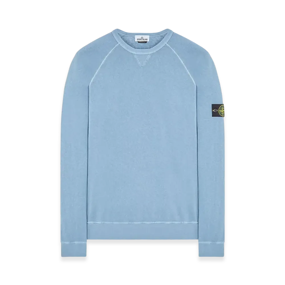 Stone Island 66360 Garment Dyed Malfile Fleece Crewneck Sweatshirt - 22SS "Pastel Blue"