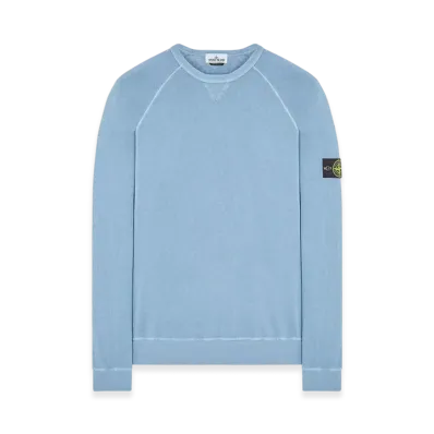 Stone Island 66360 Garment Dyed Malfile Fleece Crewneck Sweatshirt - 22SS "Pastel Blue"