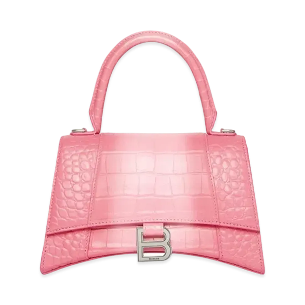 BALENCIAGA Hourglass Small Handbag Embossed Calfskin "Pink"