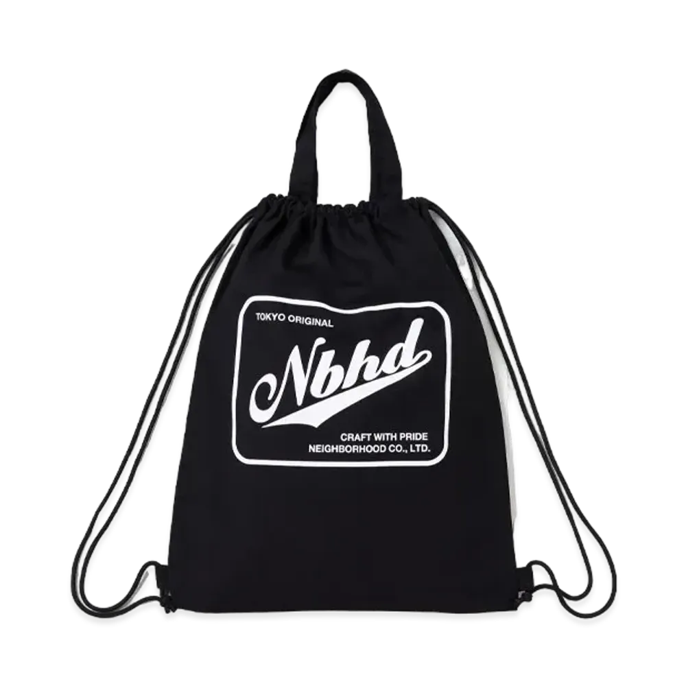 NEIGHBORHOOD Logo Drawstring Tote Bag "Black"