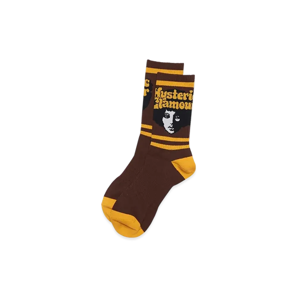 HYSTERIC GLAMOUR Afro Girl Socks "Brown"