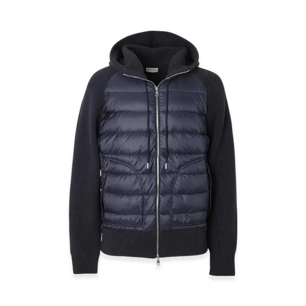 MONCLER Mens Down Panel Zip-Up Cardigan "Nightblue"