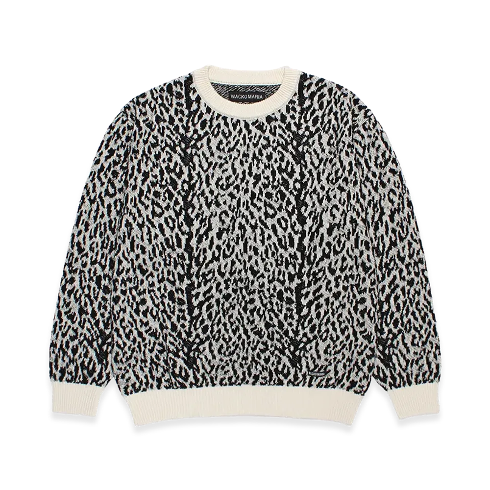 WACKO MARIA Leopard Jacquard Knit Sweater "White"
