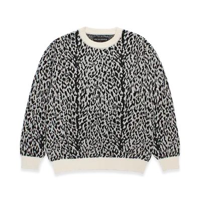WACKO MARIA Leopard Jacquard Knit Sweater "White"