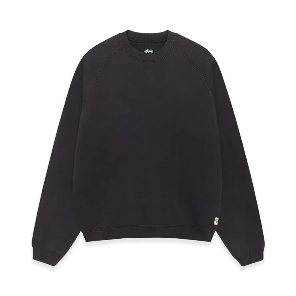 Stussy Fleece Raglan Crew "Washed Black"