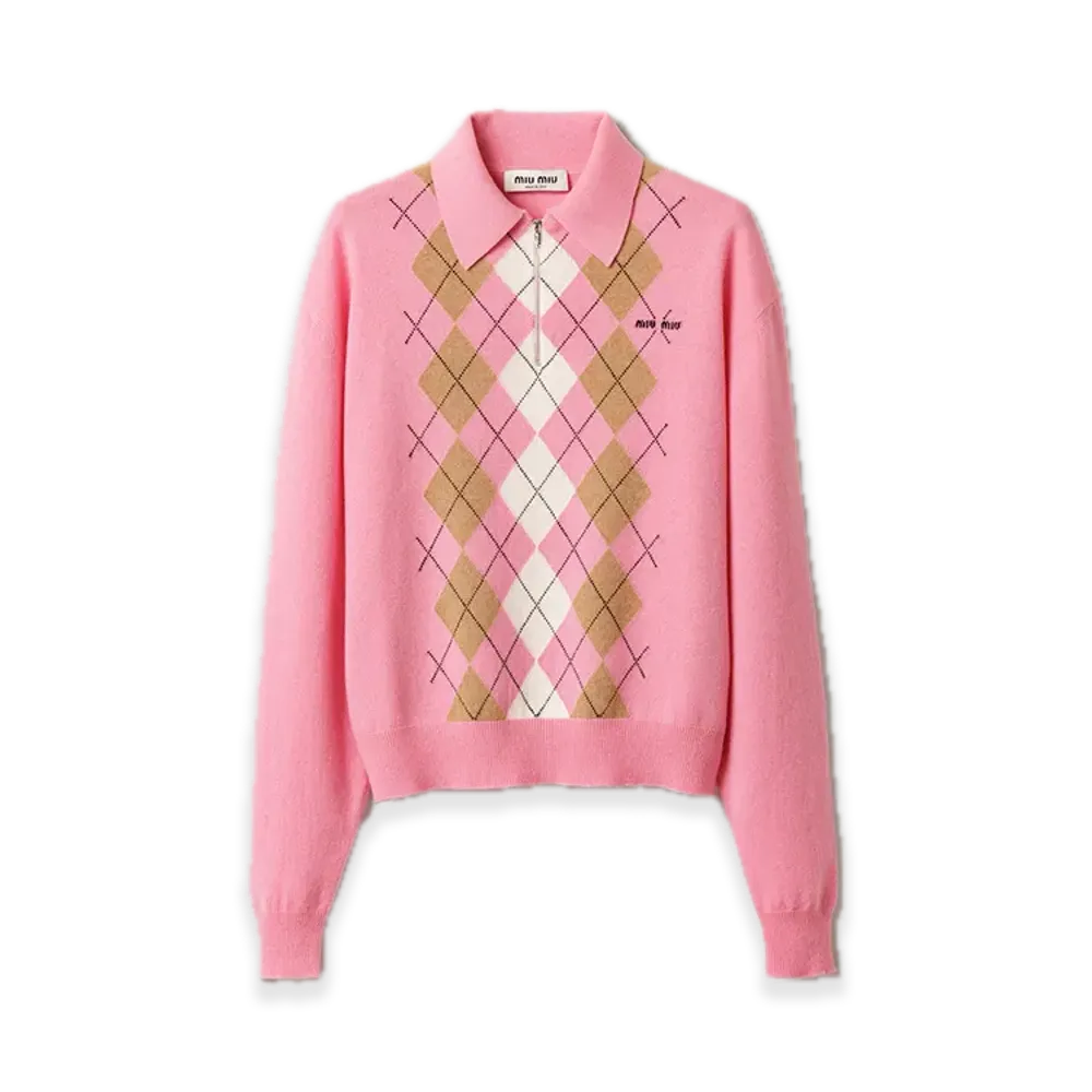 MIU MIU Cashmere Polo Shirt "Beige"