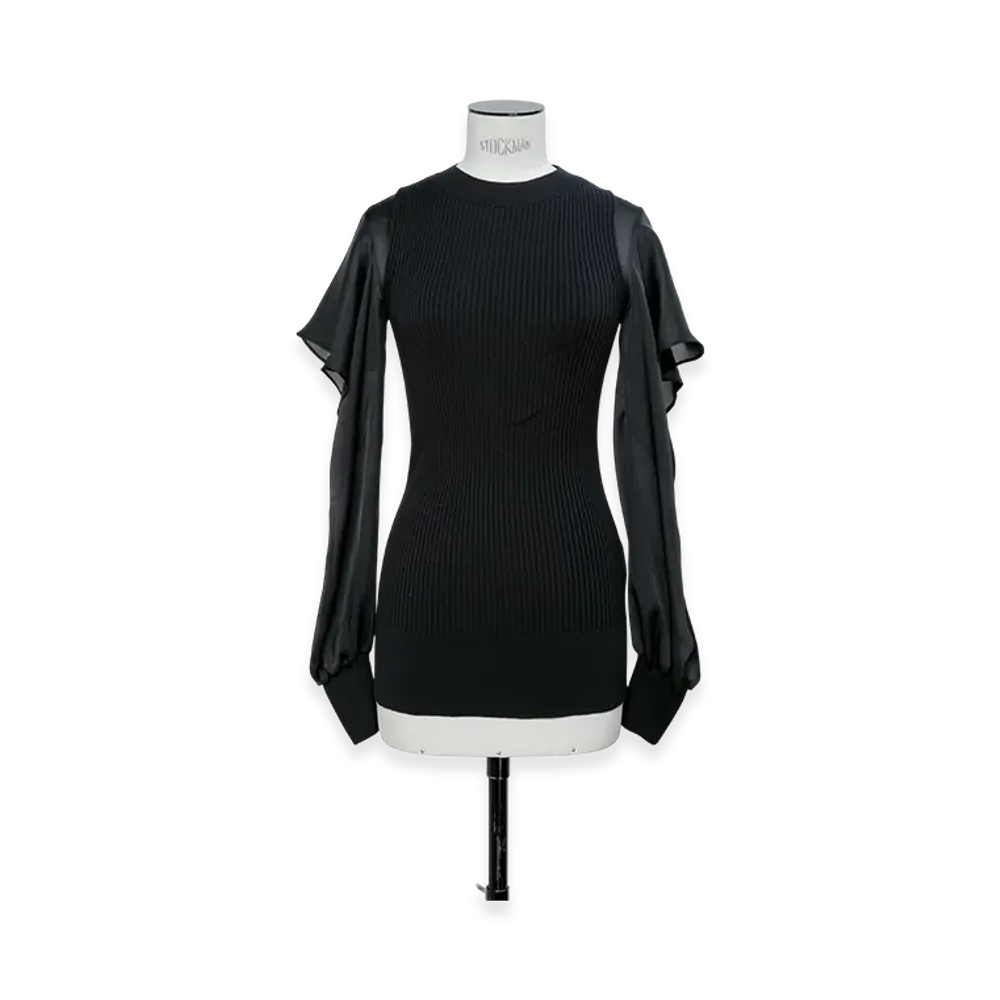 sacai Satin x Cotton Knit Pullover "Black"