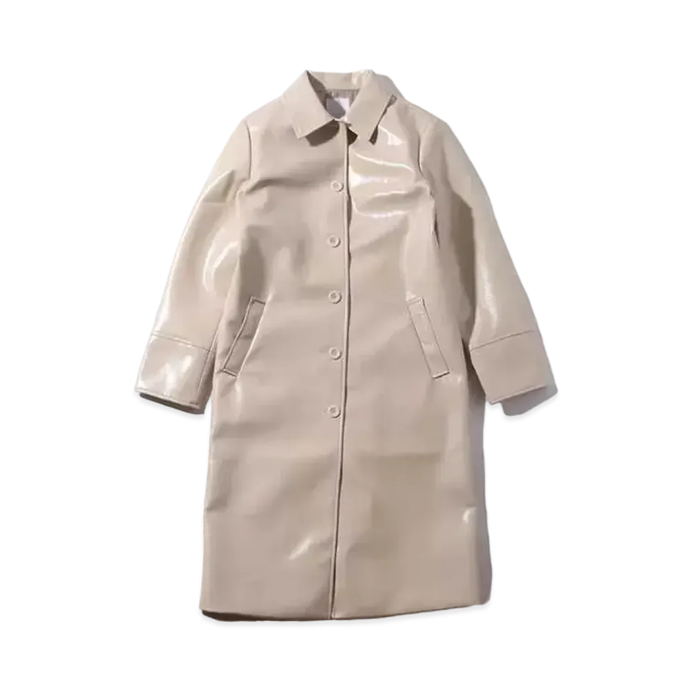 atmos pink Faux Leather Coat "Beige"
