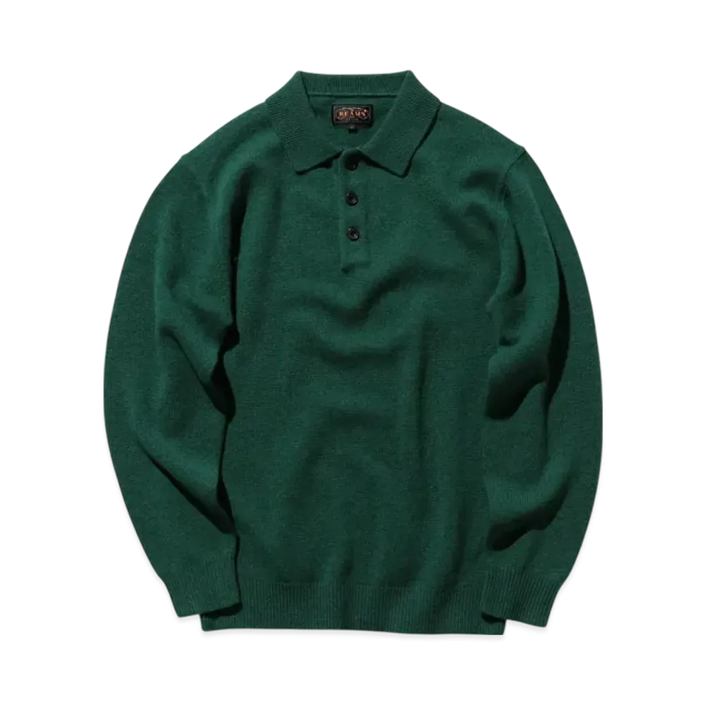 BEAMS Knit Polo 9G "BriteGreen"