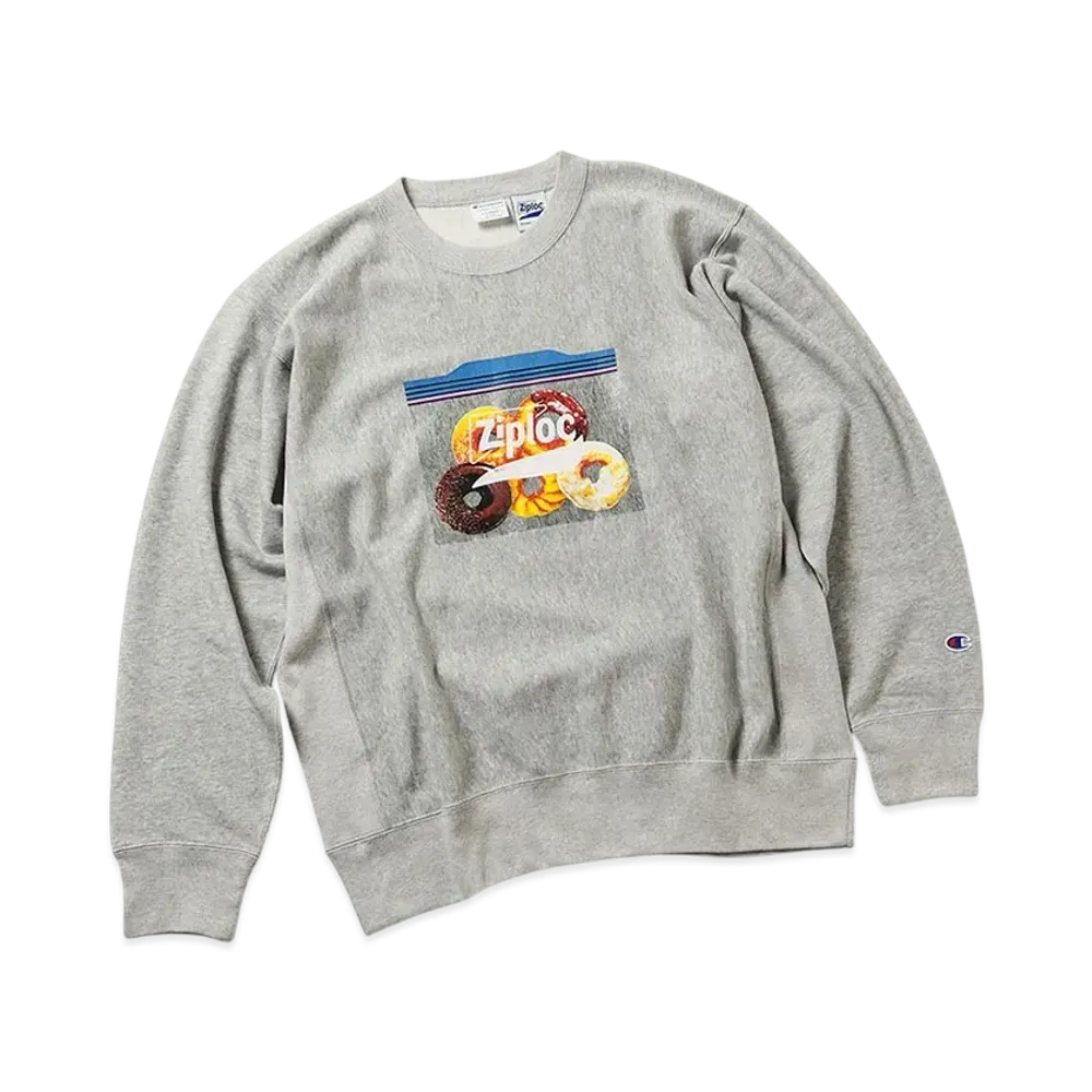 Champion for BEAMS COUTURE x Ziploc Donut Reverse Weave Crew Neck Sweatshirt "Gray"