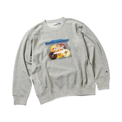 Champion for BEAMS COUTURE x Ziploc Donut Reverse Weave Crew Neck Sweatshirt "Gray"