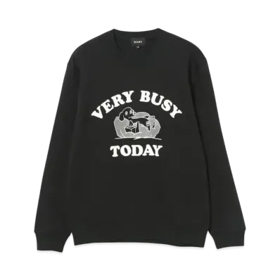 BEAMS Very Busy Today Crewneck Sweat "Black"