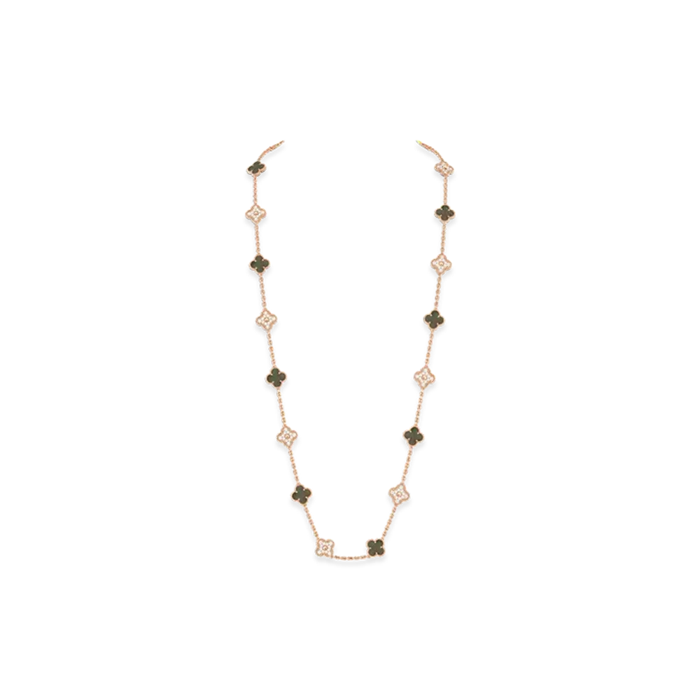 Van Cleef & Arpels Vintage Alhambra long necklace 20 motifs "18K Rose gold/Diamond/Mother-of-pearl"
