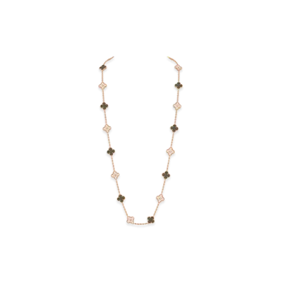 Van Cleef & Arpels Vintage Alhambra long necklace 20 motifs "18K Rose gold/Diamond/Mother-of-pearl"