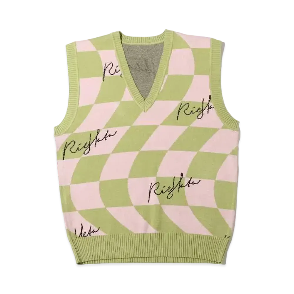 atmos pink x Riehata Block Check Vest "Green"