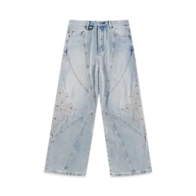 SUPPLIER Cross Leather Patch Baggy Denim Pants "Blue"