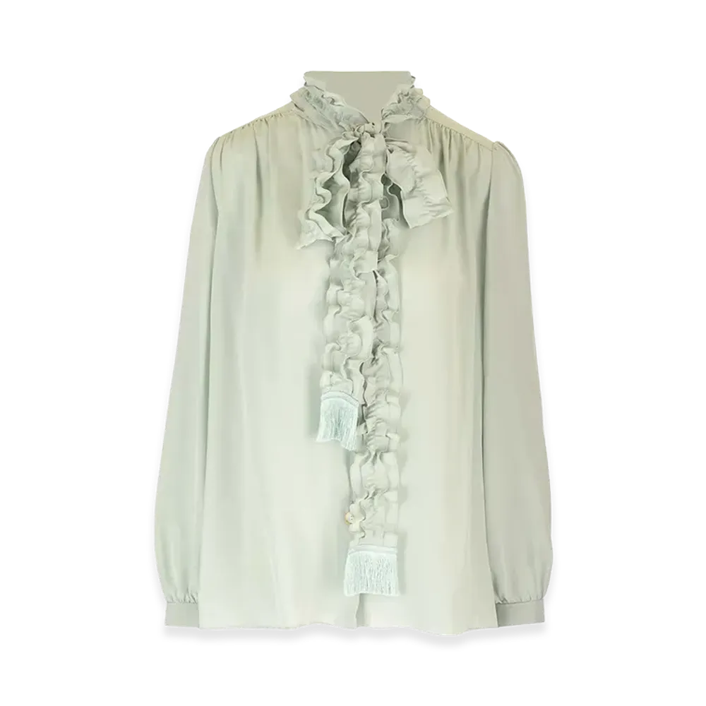 Valentino Women's Crepe De Chine Shirt "Light Blue"