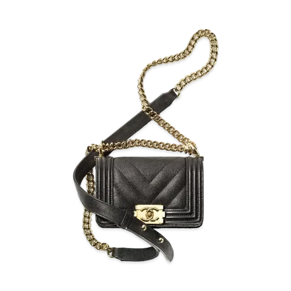 CHANEL Boy Chanel Mini Hand Bag Grained Calfskin "Black"