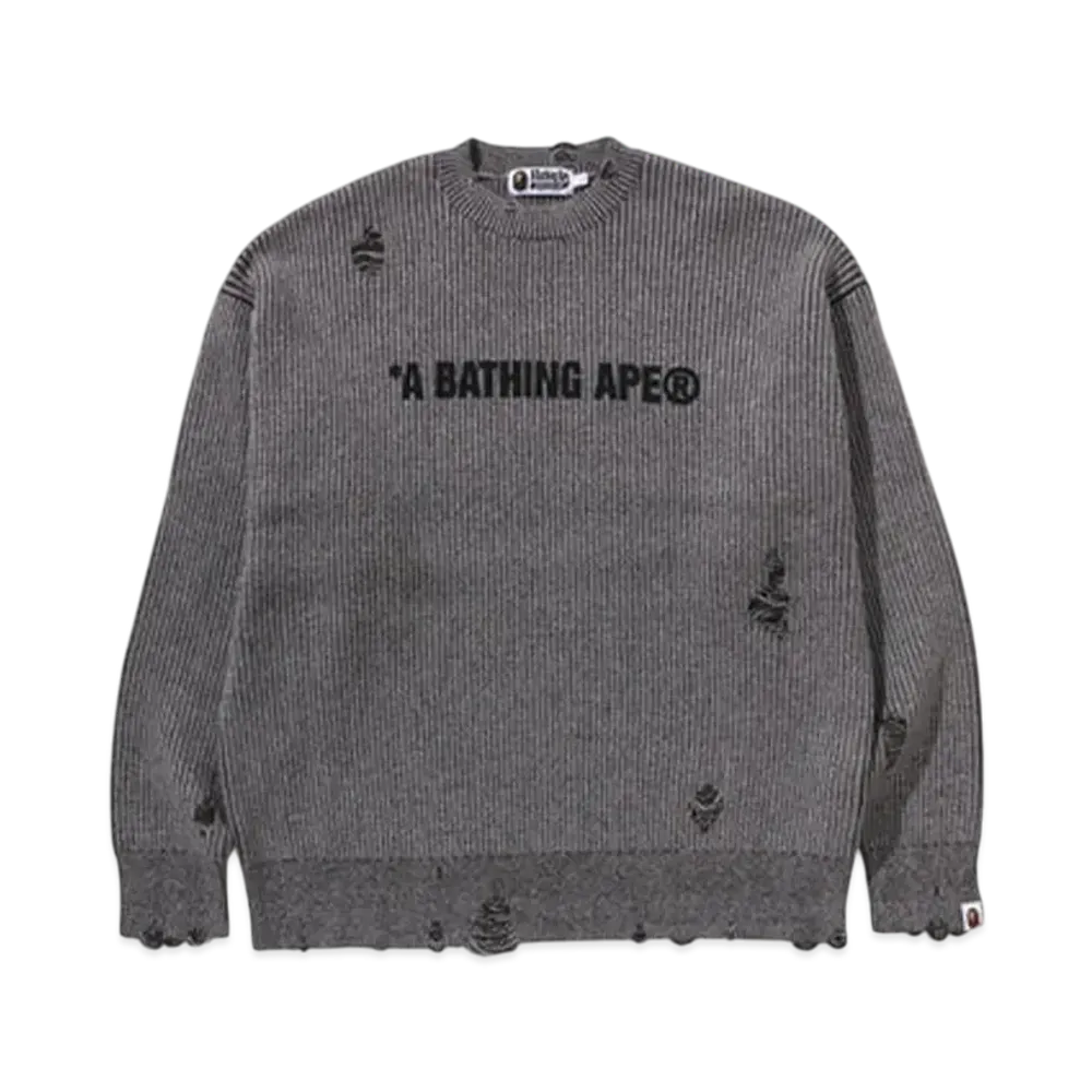 A BATHING APE Damege Relaxed Fit Sweater "Black"