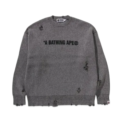 A BATHING APE Damege Relaxed Fit Sweater "Black"