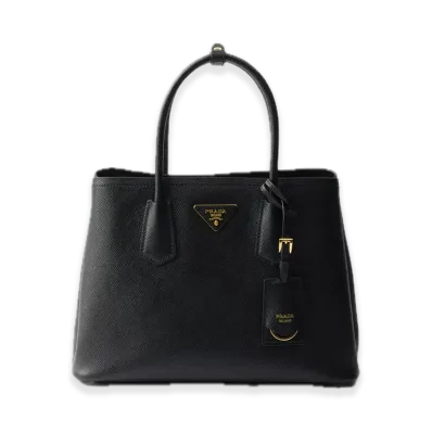 PRADA Double Saffiano Leather Medium Bag "Black"