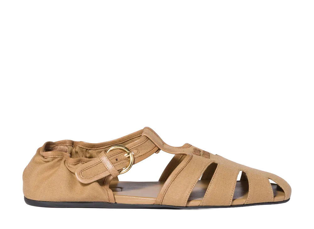 MIU MIU Women's Ruches Sandals "Malt Beige"