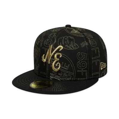 NEW ERA 59Fifty 59Fifty Day Memorial Collection Classic Logo Sticker All-Over Embroidery "Black/Gold"