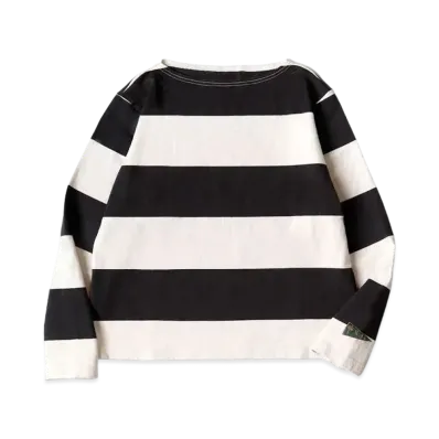 KAPITAL Border India Boat Neck Long Tee "Black"