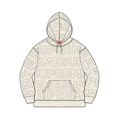 Supreme Embossed Logos Hooded Sweatshirt "Natural"