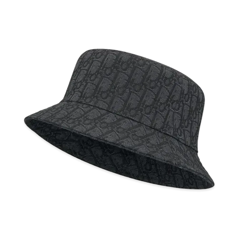 Dior Oblique Bucket Hat Cotton Jacquard "Black/Gray"