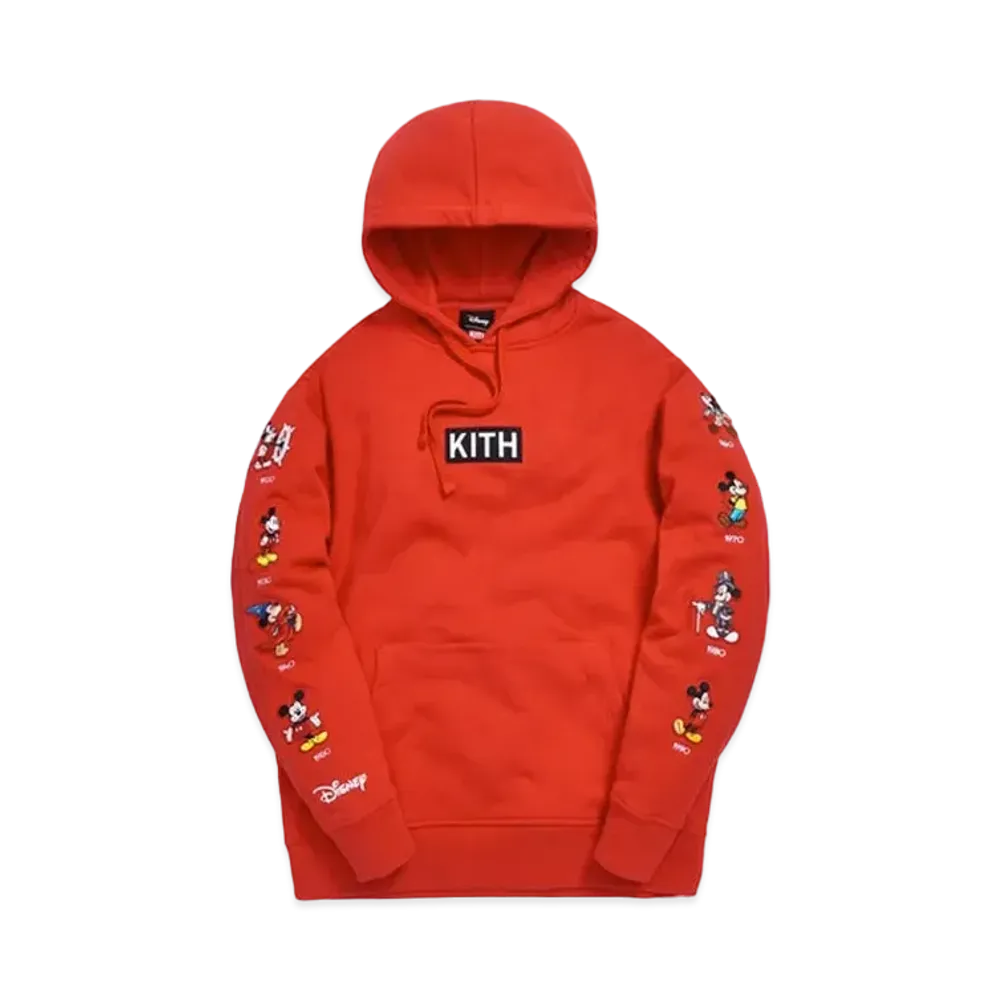 KITH Disney Mickey Sleeve Patches Hoodie "Red"