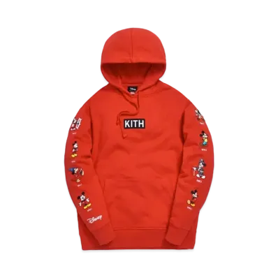 KITH Disney Mickey Sleeve Patches Hoodie "Red"