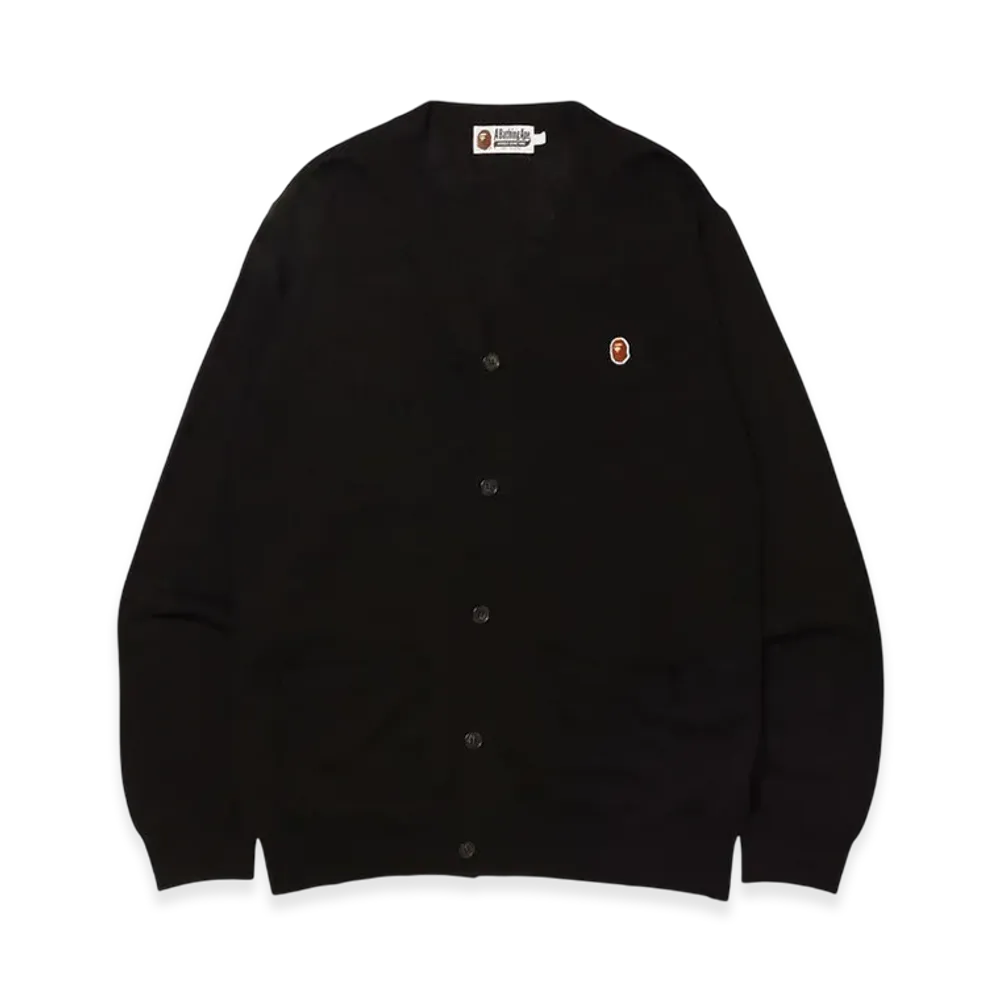 A BATHING APE Ape Head One Point Knit Cardigan "Black"