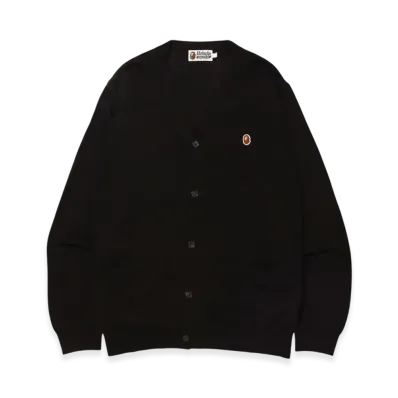 A BATHING APE Ape Head One Point Knit Cardigan "Black"