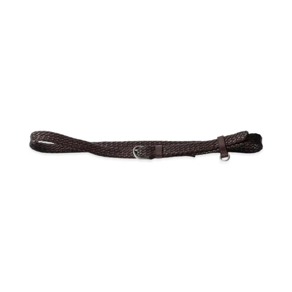 PRADA Narrow Braided Leather Belt "Dark Brown"