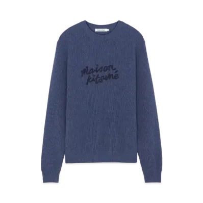 Maison Kitsune Handwriting Comfort Jumper "Storm Blue"