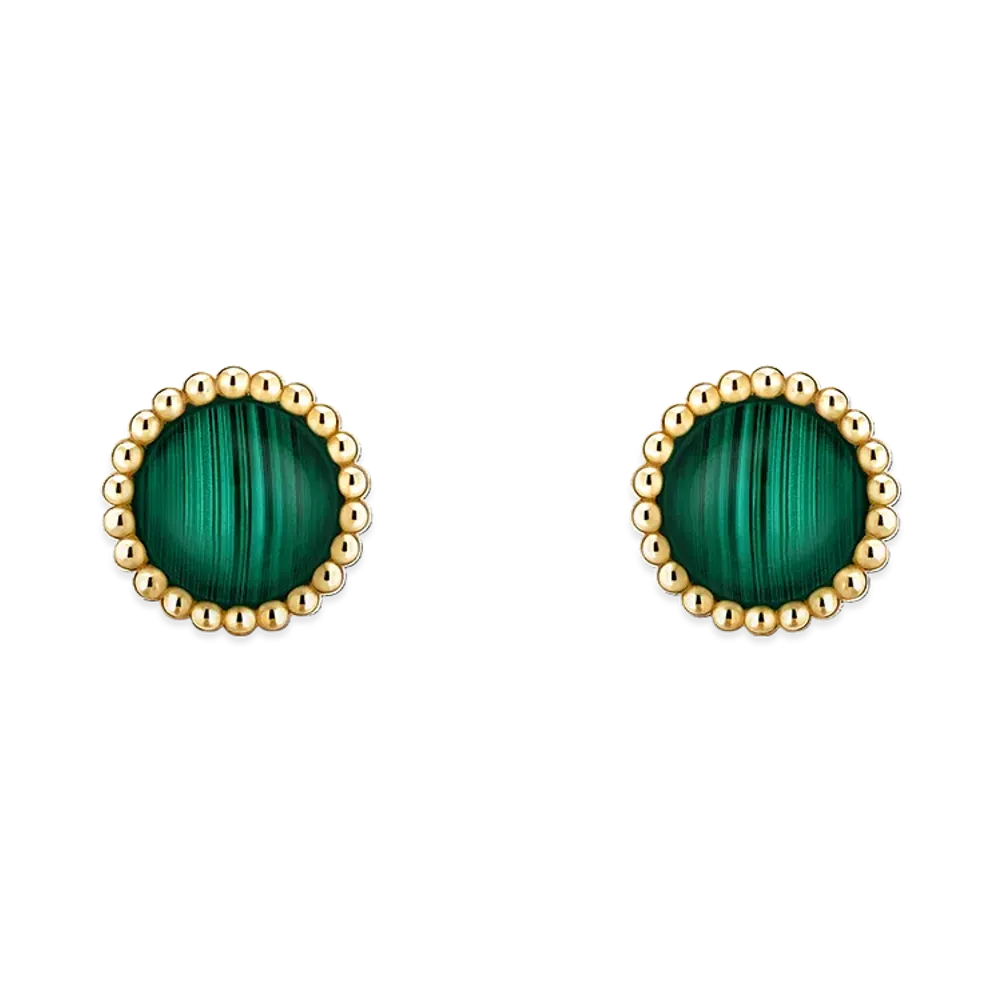 Van Cleef & Arpels Perlee couleurs earrings "18K Yellow gold/Malachite"