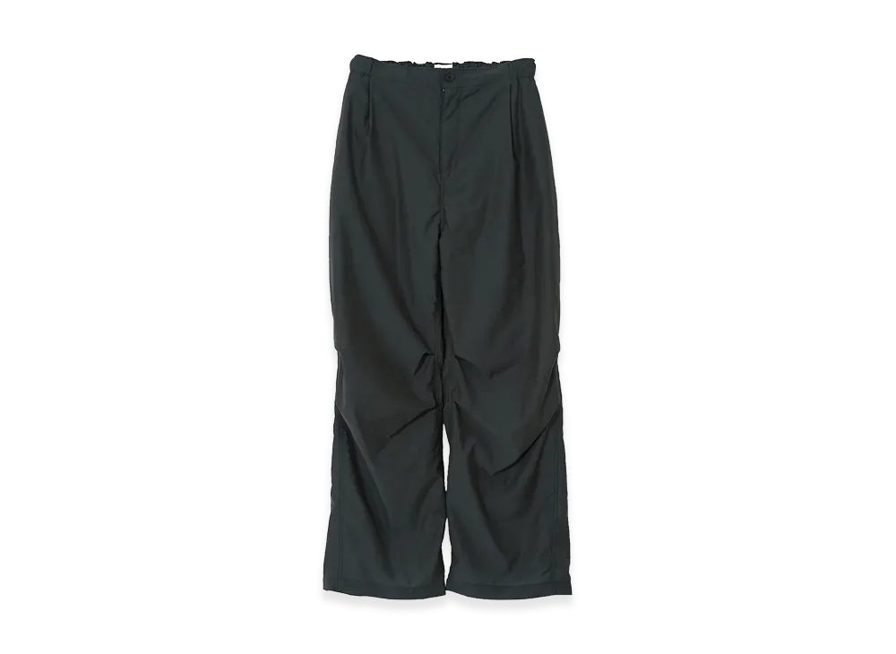 YOKE Exclusive Wool Nylon Poplin Knee Tuck Easy Pants "Green"
