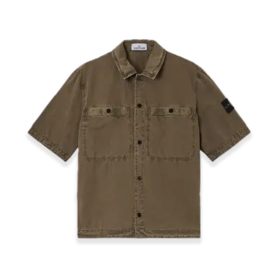 Stone Island 1200029 Brushed Organic Cotton Canvas 'OLD' Effect "Military Green"