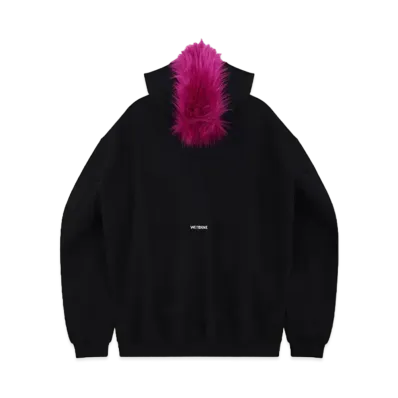 WE11DONE Fur Zip-up Hoodie "Black"