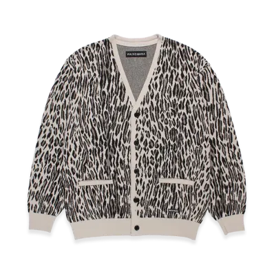 WACKO MARIA Leopard Jacquard Knit Cardigan "Ivory"
