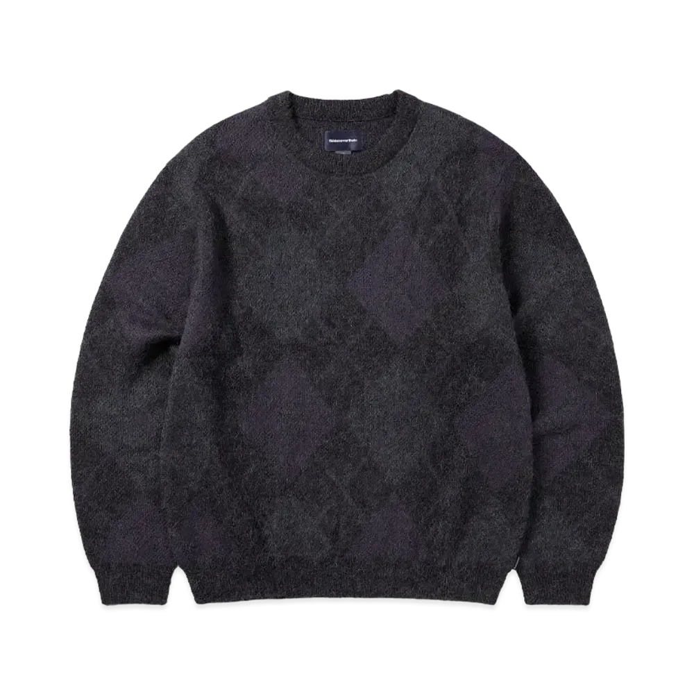 thisisneverthat Mohair Argyle Knit Sweater "Dark Purple"