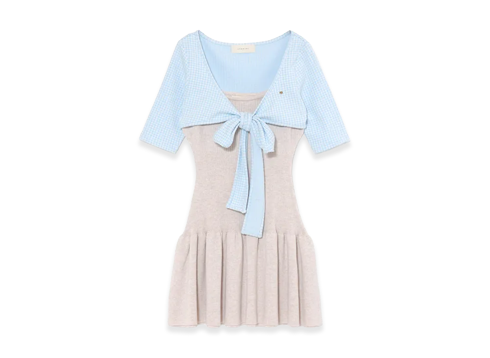 ANDMARY Women's Risa Gingham Check Set Dress "Ice Blue"