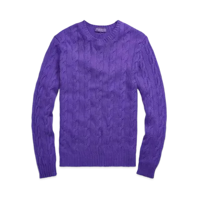 Ralph Lauren Purple Label Cable Knit Cashmere Sweater "Purple"